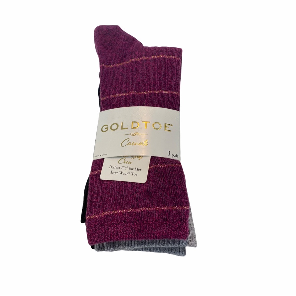 GOLD TOE Women’s Crew Socks. 3 Pair Shoe Size: 6-9 - Picture 2 of 4